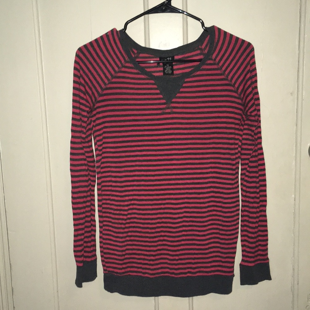 Long sleeve striped shirt.